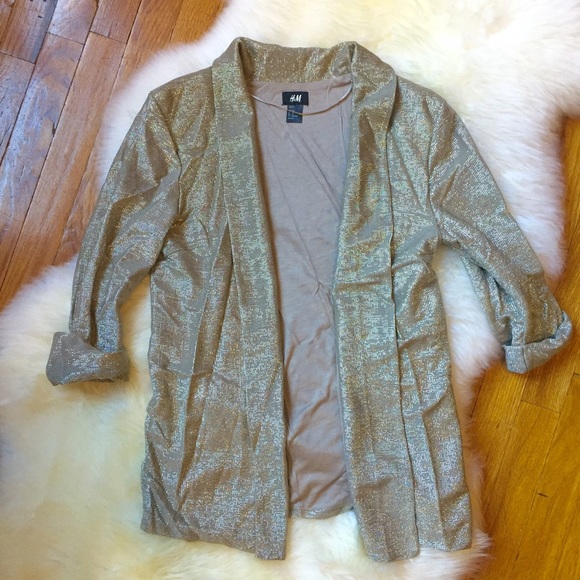 H&M Metallic Glitter Open Front Knit Blazer - Picture 1 of 7